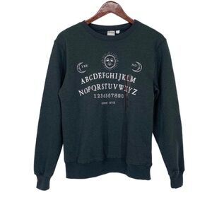 Ouija Board Halloween Graphic Crewneck Sweatshirt Light Black & White Nwt Sz XS